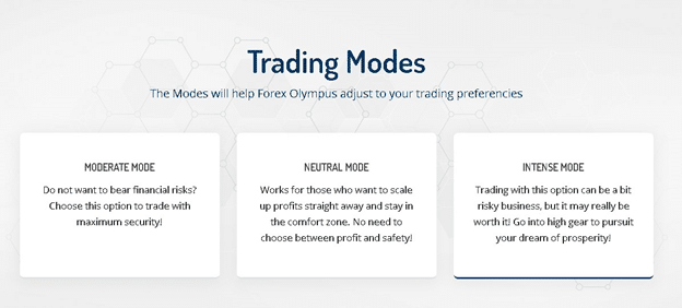 Forex Olympus trading modes