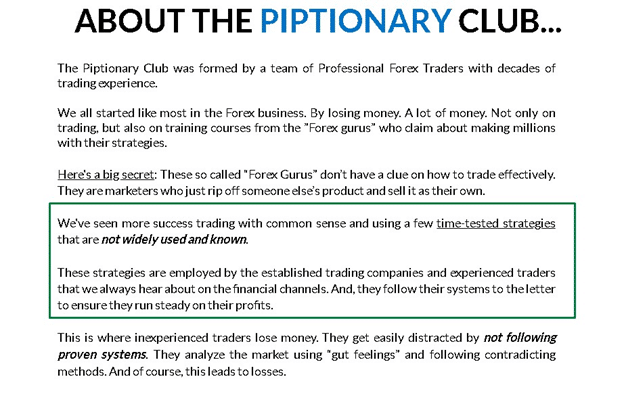 Piptionary Club Trading Strategy