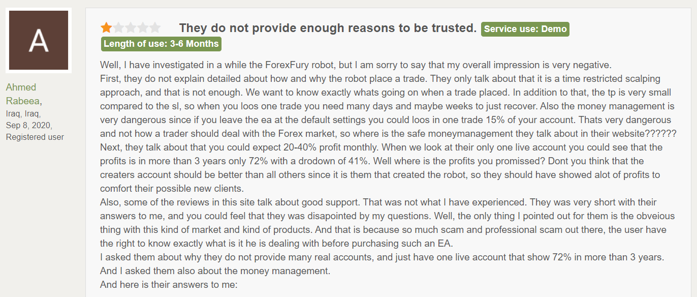 Forex Fury customer reviews