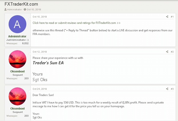Trader's Sun Customer reviews