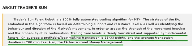 Trader's Sun presentation