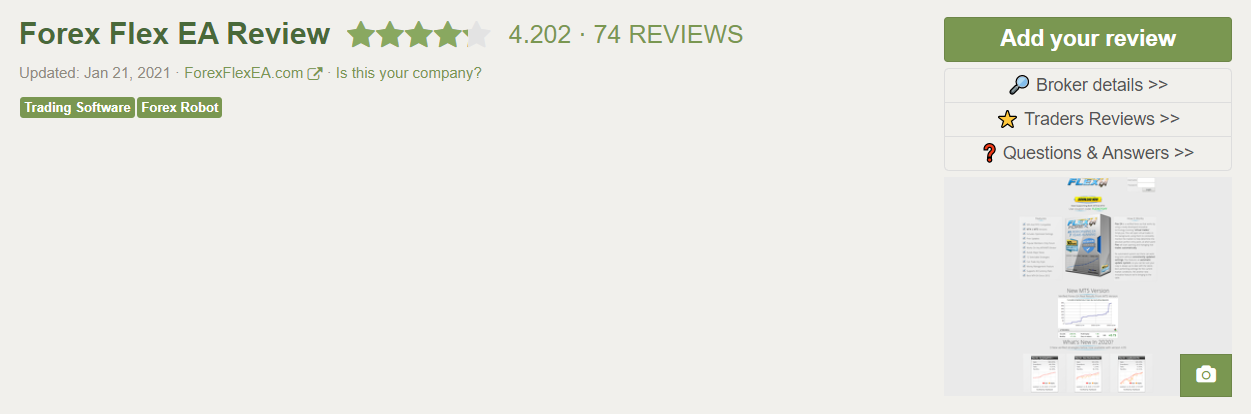 Forex Flex EA customer reviews