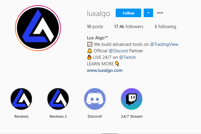 Lux Algo - Instagram page