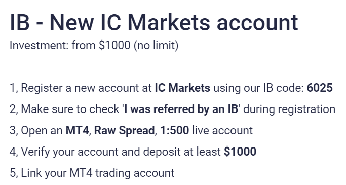 NCM Signals. We have to register an account on IC Markets with their IB code.