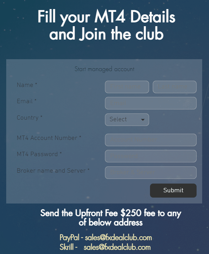 FX Deals Club. Sharing with someone an MT4 password it’s a huge security mistake.