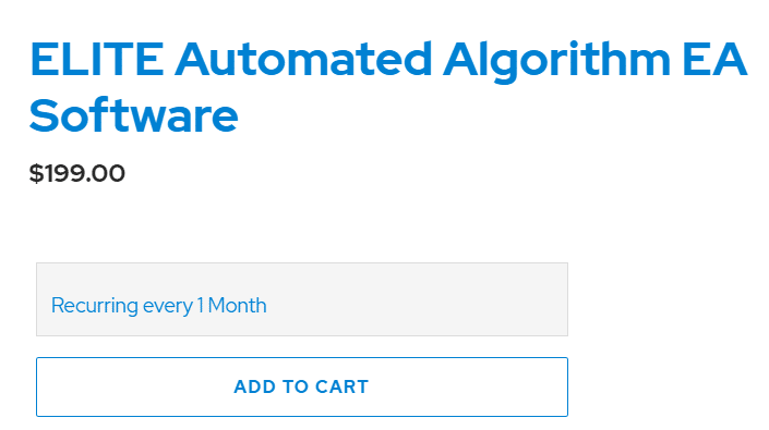 ELITE Automated Algorithm EA. The offer includes one line - pay $199 for a monthly subscription.
