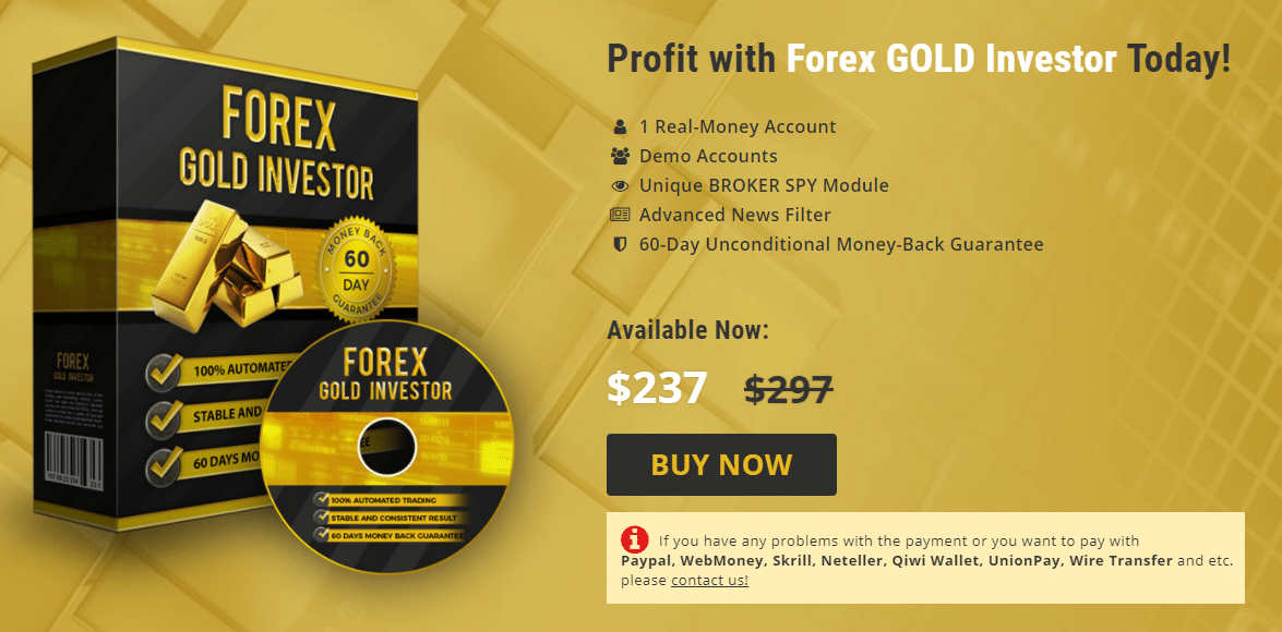 A Forex Gold Investor package costs $237 instead of $297.