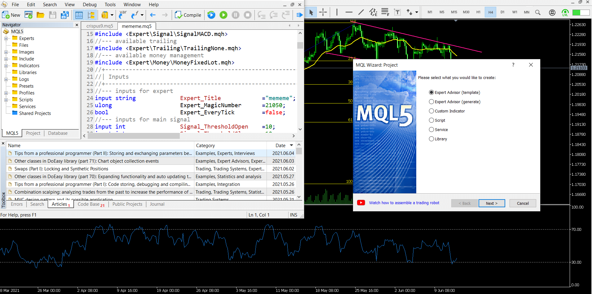 MQL editor in MT5