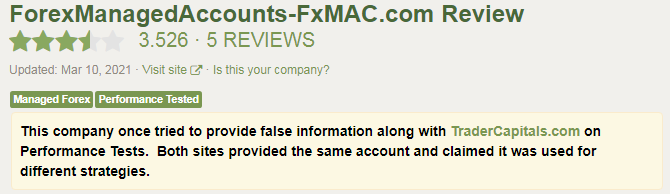 FXMAC page on Forex Peace Army.