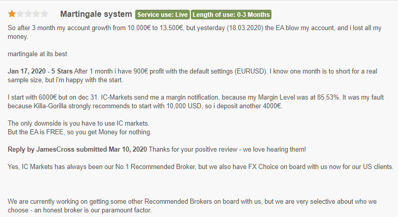 Negative user reviews on Forex Peace Army.