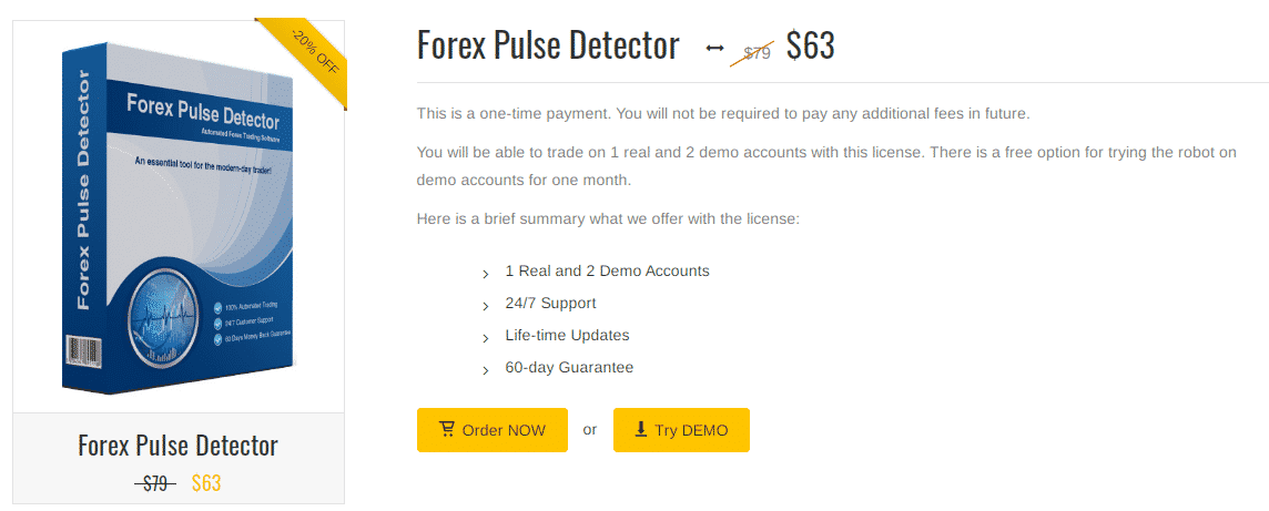 Forex Pulse Detector’s price.