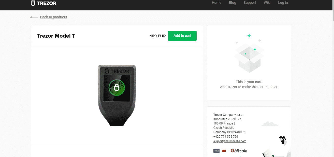 Trezor Model T website