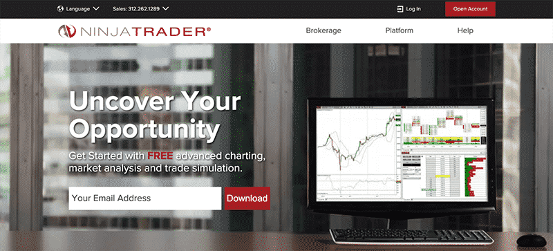 NinjaTrader's homepage