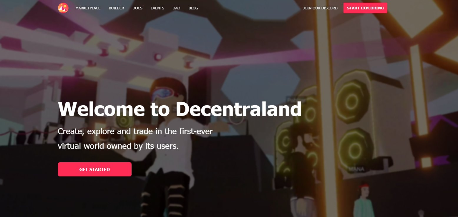 Decenraland start page