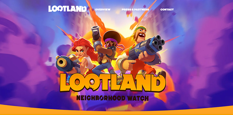 The LootLand game start page