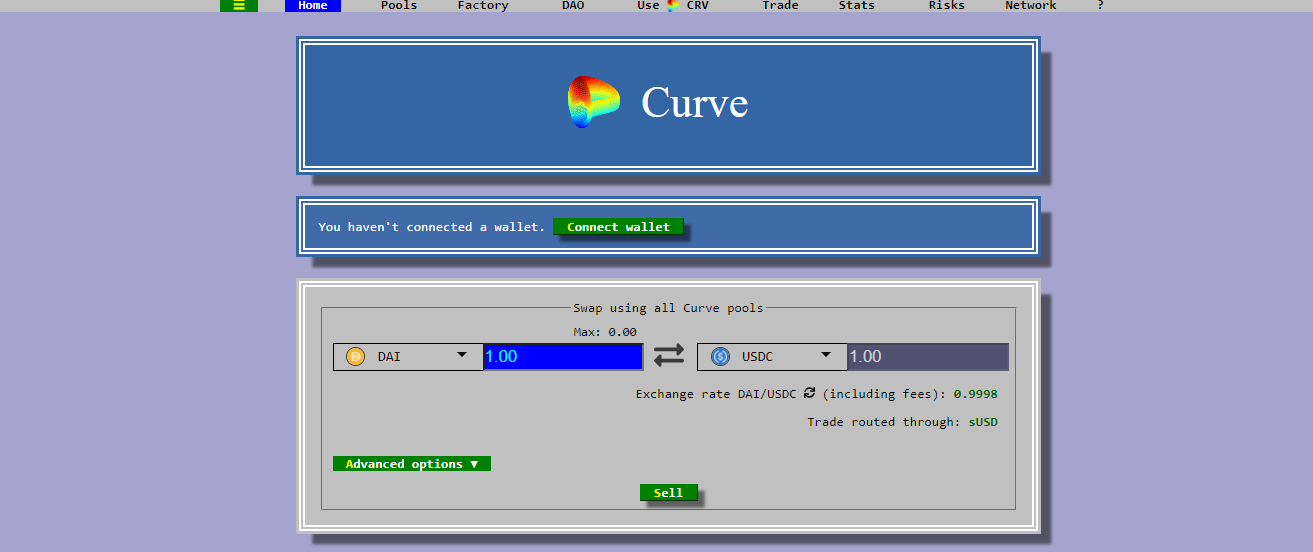 Curve home page