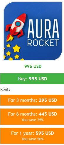 Aura Rocket’s pricing plans.