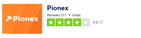 Customer feedback on TrustPilot for Pionex.