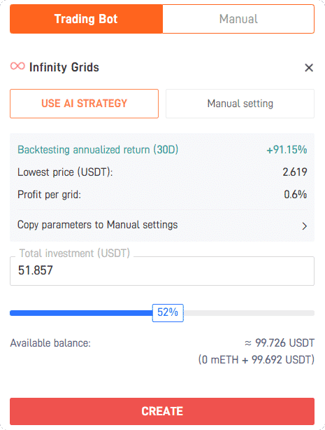Creating Pionex Infinity Grid Trading Bot.